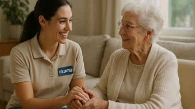 compassionate volunteer aids elderly